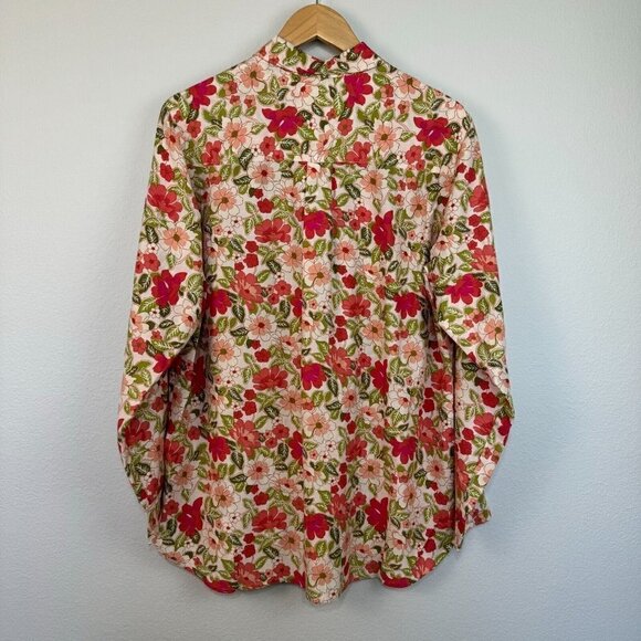 Outerknown Women's Button Up Long Sleeve Shirt‎ Floral Multicolor Organic Cotton - Picture 4 of 14